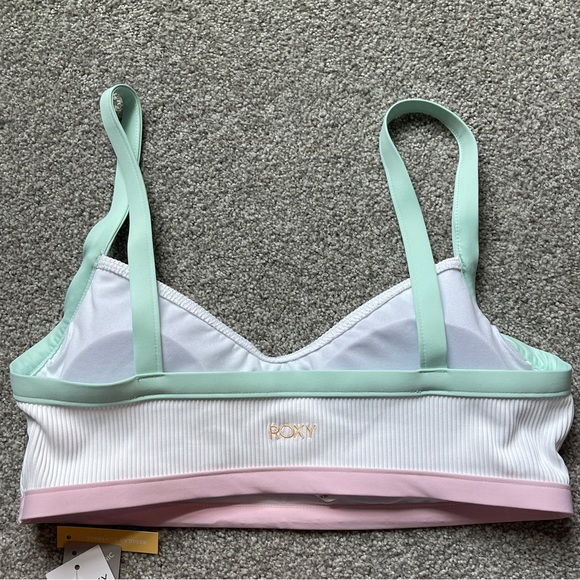 ROXY Pastel Surf Athletic Bikini Top Large - Picture 5 of 7